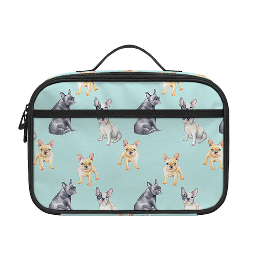 Watercolor French Bulldog Pattern Print Portable Lunch Bag