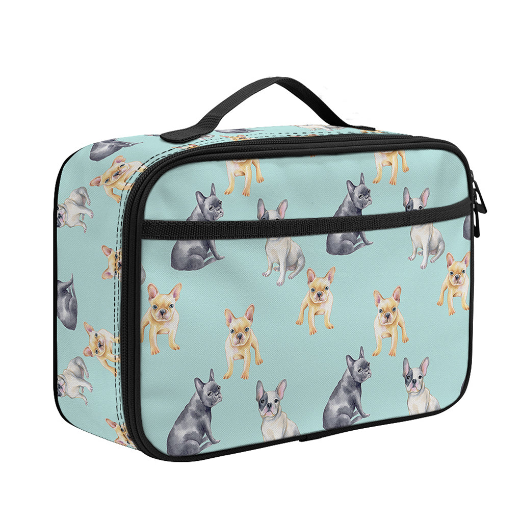 Watercolor French Bulldog Pattern Print Portable Lunch Bag