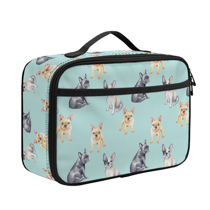 Watercolor French Bulldog Pattern Print Portable Lunch Bag