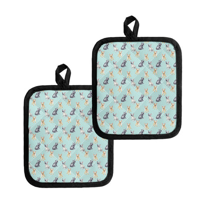 Watercolor French Bulldog Pattern Print Pot Holders