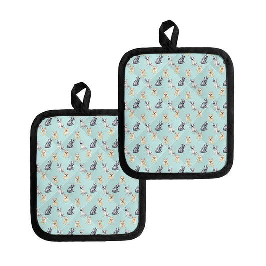 Watercolor French Bulldog Pattern Print Pot Holders
