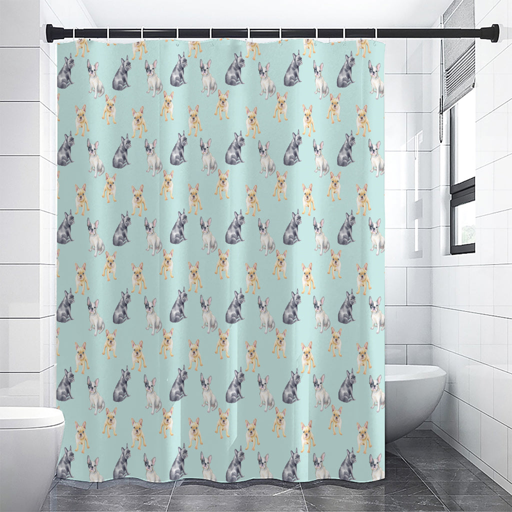 Watercolor French Bulldog Pattern Print Premium Shower Curtain