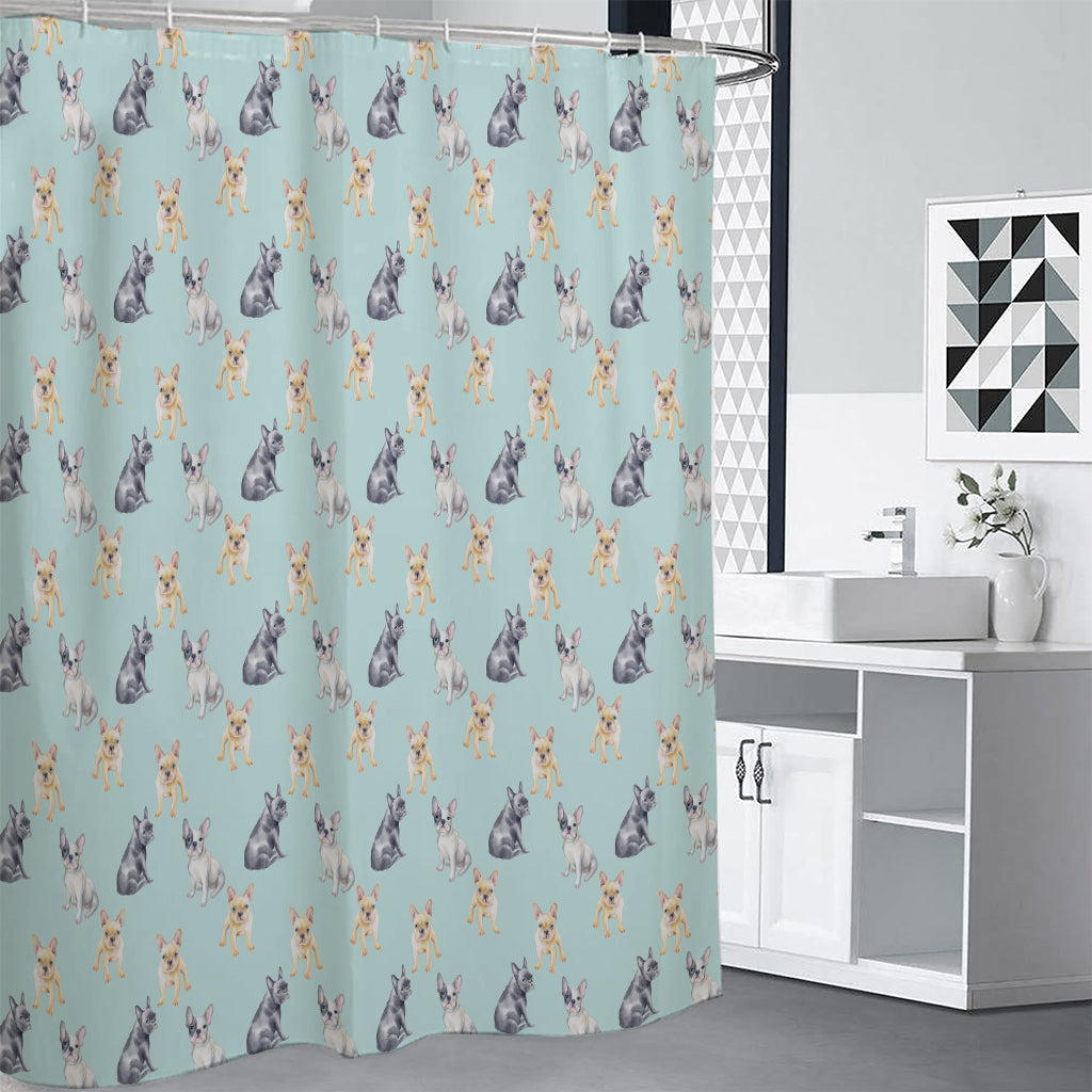 Watercolor French Bulldog Pattern Print Premium Shower Curtain