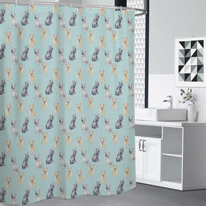 Watercolor French Bulldog Pattern Print Premium Shower Curtain