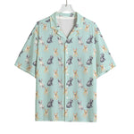 Watercolor French Bulldog Pattern Print Rayon Hawaiian Shirt