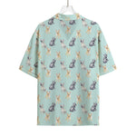 Watercolor French Bulldog Pattern Print Rayon Hawaiian Shirt