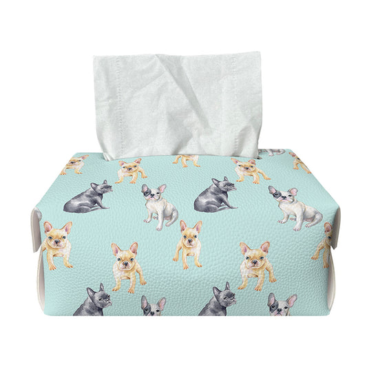 Watercolor French Bulldog Pattern Print Rectangle Tissue Box Cover