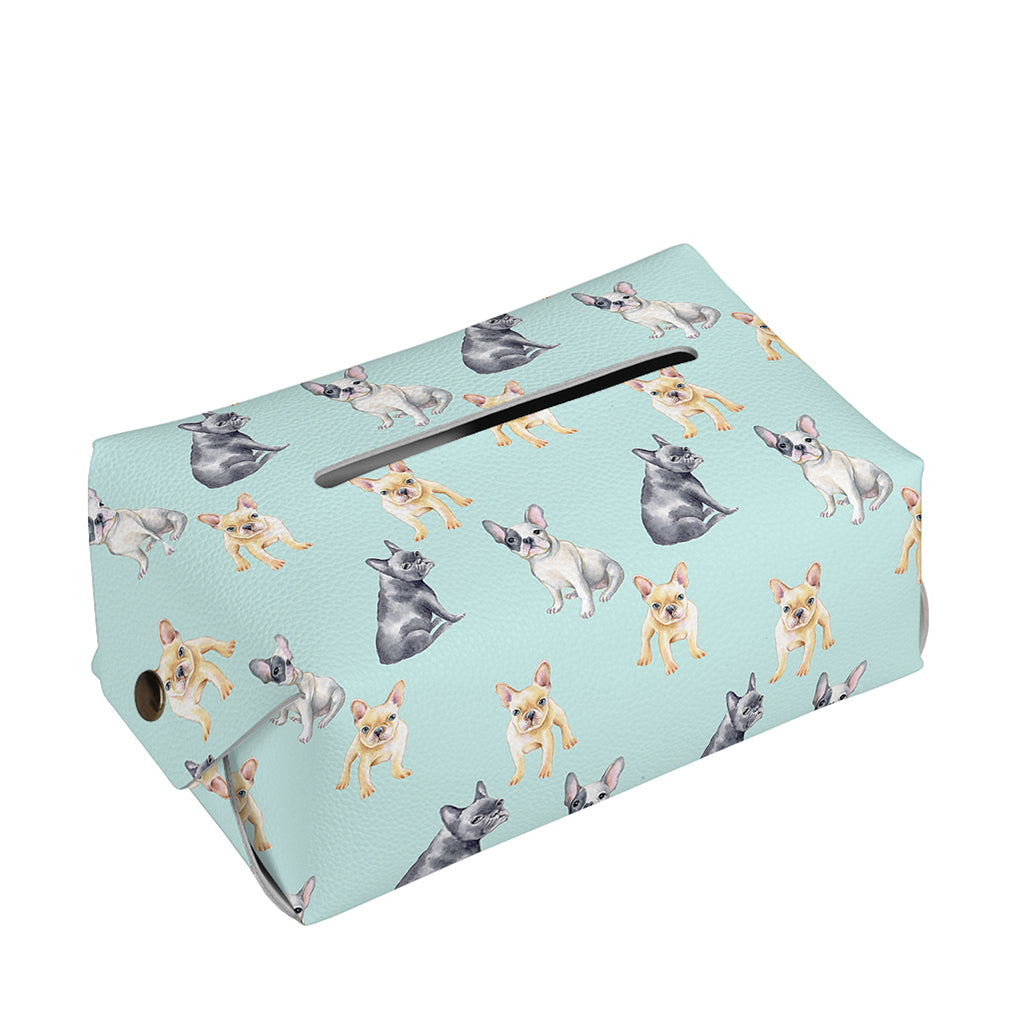 Watercolor French Bulldog Pattern Print Rectangle Tissue Box Cover