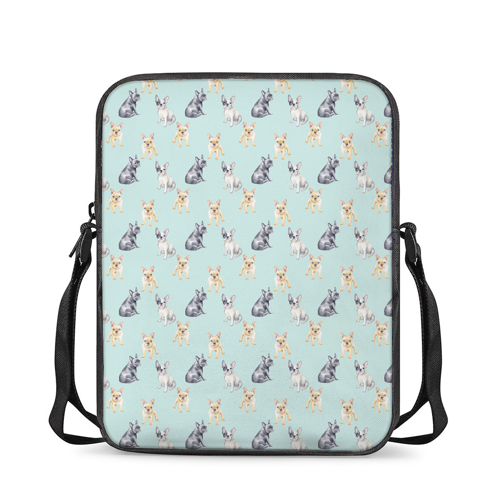 Watercolor French Bulldog Pattern Print Rectangular Crossbody Bag