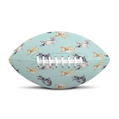 Watercolor French Bulldog Pattern Print Rugby Ball