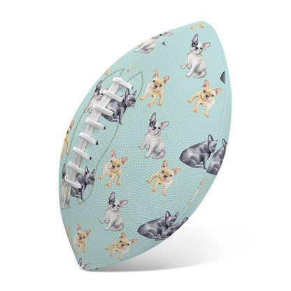Watercolor French Bulldog Pattern Print Rugby Ball