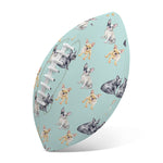 Watercolor French Bulldog Pattern Print Rugby Ball