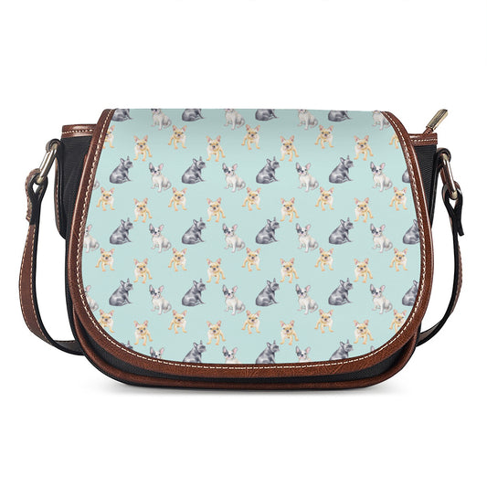 Watercolor French Bulldog Pattern Print Saddle Bag