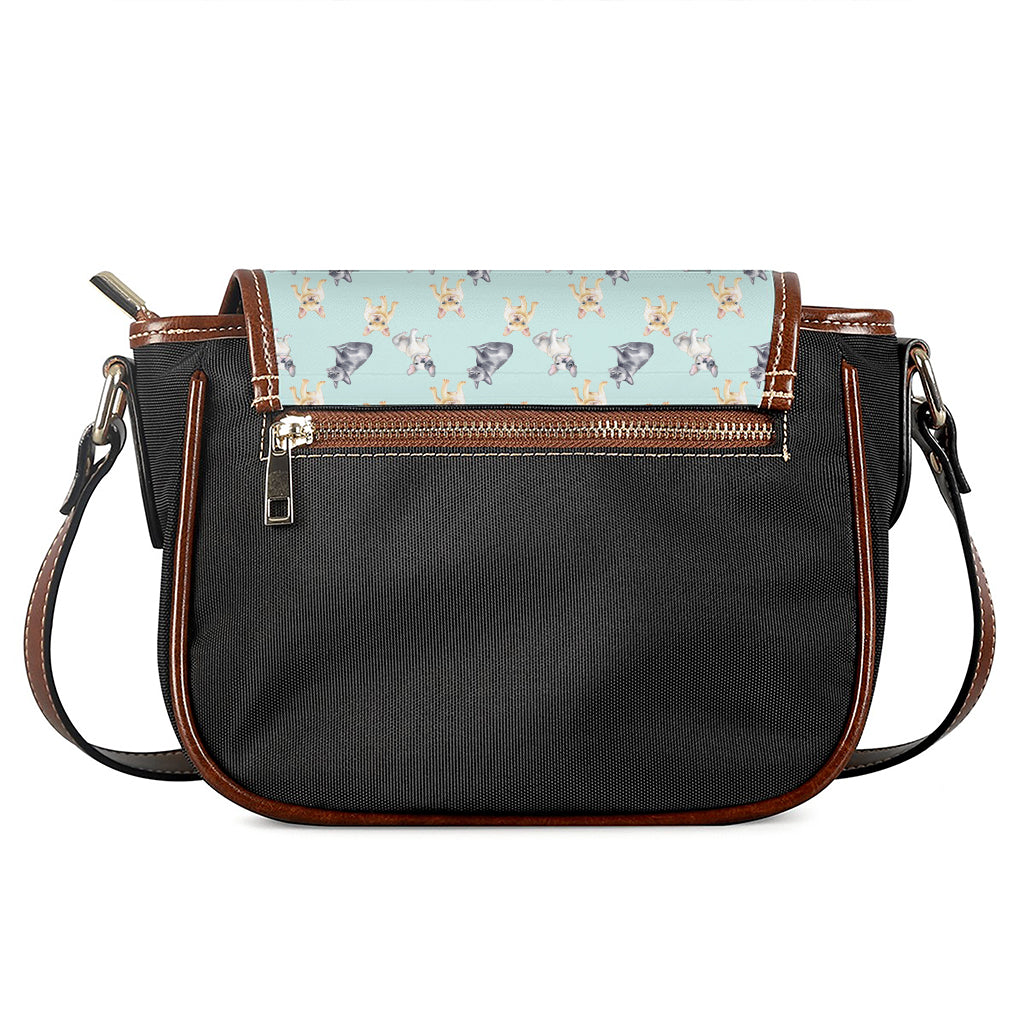 Watercolor French Bulldog Pattern Print Saddle Bag
