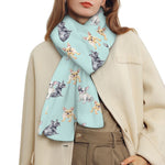 Watercolor French Bulldog Pattern Print Scarf