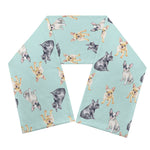 Watercolor French Bulldog Pattern Print Scarf