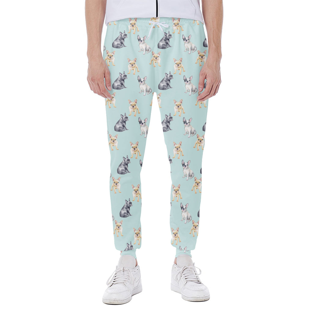 Watercolor French Bulldog Pattern Print Scuba Joggers