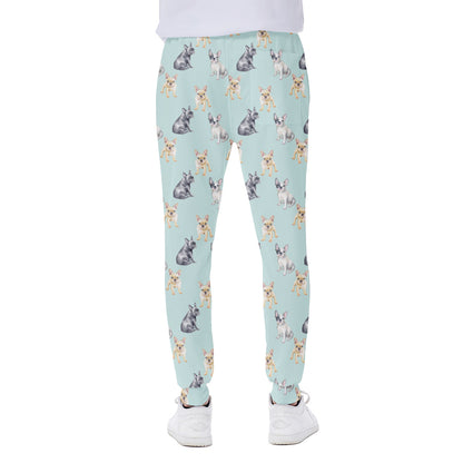 Watercolor French Bulldog Pattern Print Scuba Joggers