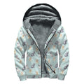 Watercolor French Bulldog Pattern Print Sherpa Lined Zip Up Hoodie