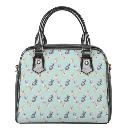 Watercolor French Bulldog Pattern Print Shoulder Handbag