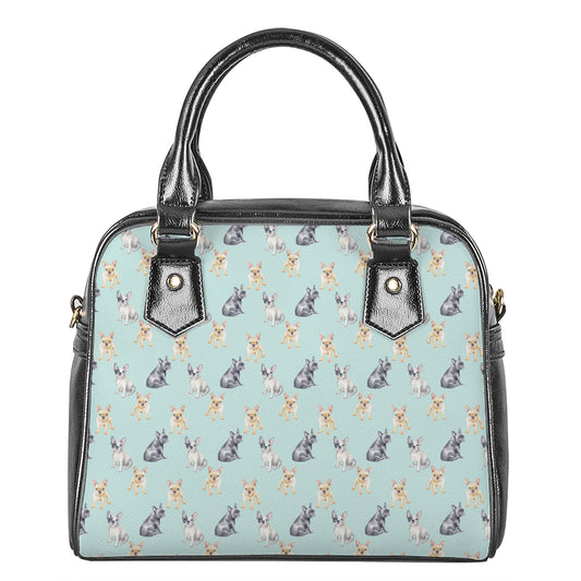 Watercolor French Bulldog Pattern Print Shoulder Handbag