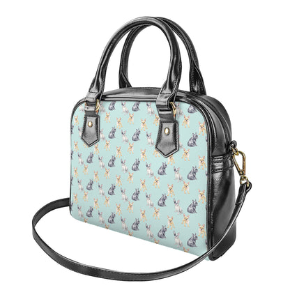 Watercolor French Bulldog Pattern Print Shoulder Handbag