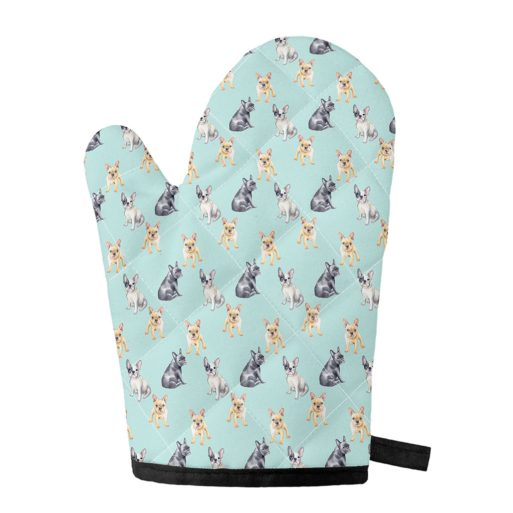 Watercolor French Bulldog Pattern Print Single Oven Mitt