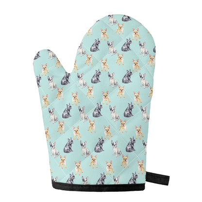 Watercolor French Bulldog Pattern Print Single Oven Mitt