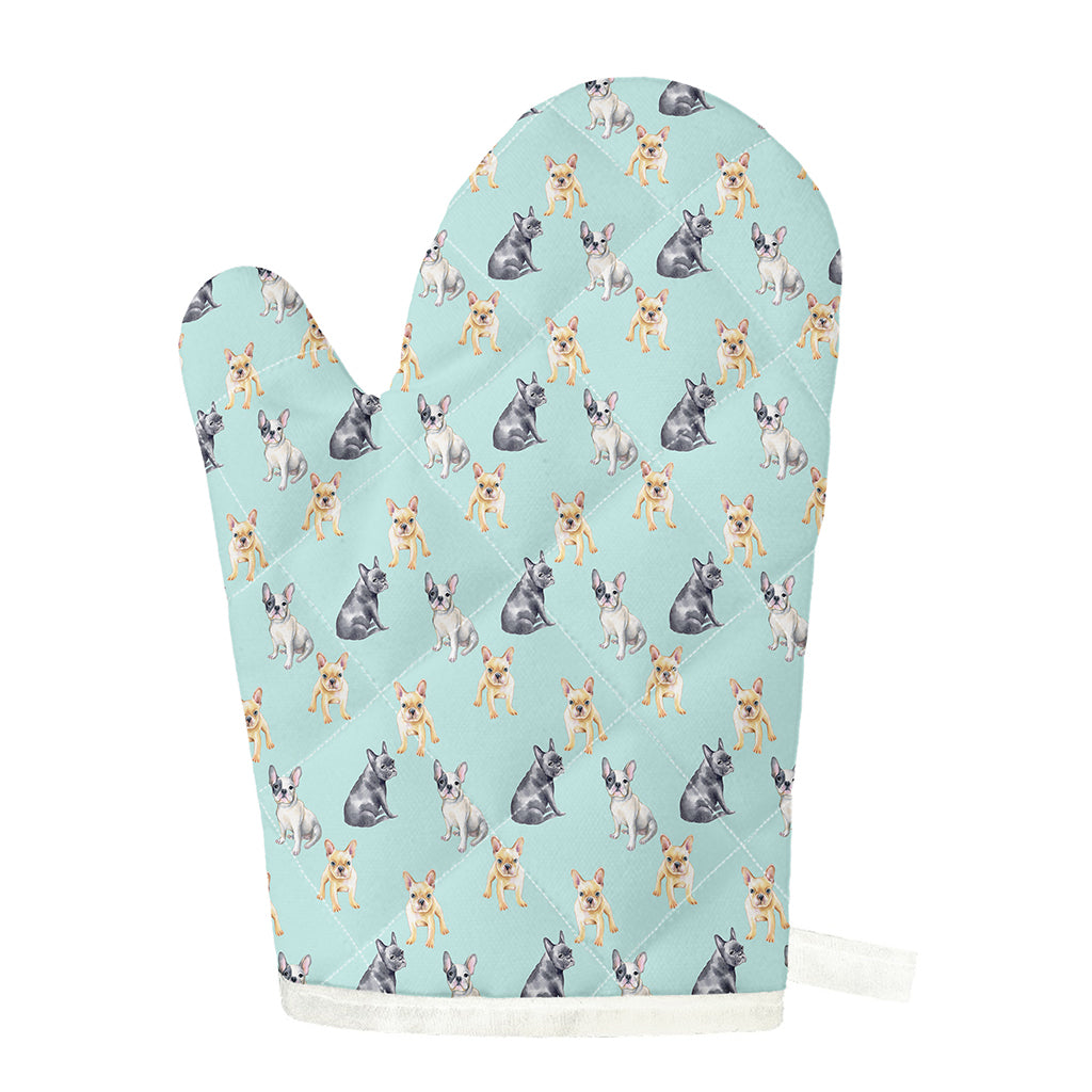 Watercolor French Bulldog Pattern Print Single Oven Mitt