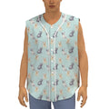 Watercolor French Bulldog Pattern Print Sleeveless Baseball Jersey