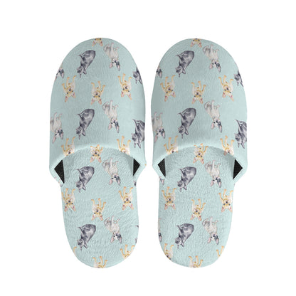 Watercolor French Bulldog Pattern Print Slippers