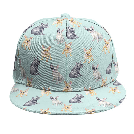 Watercolor French Bulldog Pattern Print Snapback Cap
