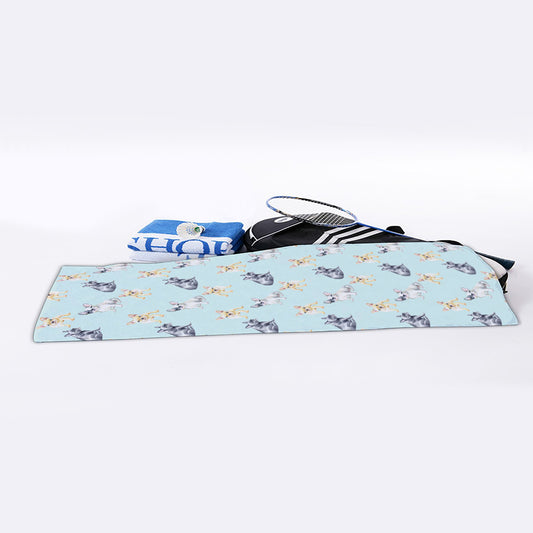 Watercolor French Bulldog Pattern Print Sports Towel