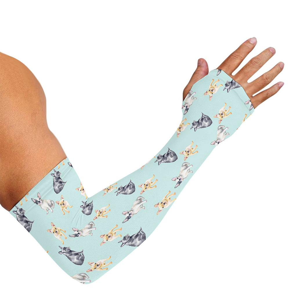 Watercolor French Bulldog Pattern Print Sun Protection Arm Sleeves
