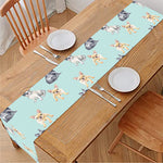 Watercolor French Bulldog Pattern Print Table Runner