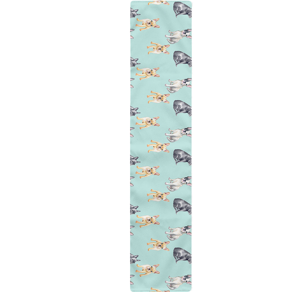 Watercolor French Bulldog Pattern Print Table Runner