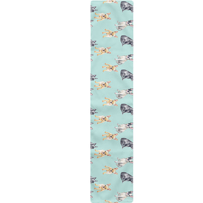 Watercolor French Bulldog Pattern Print Table Runner