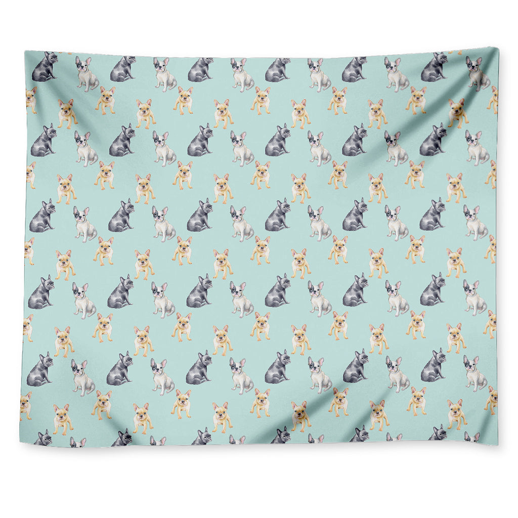 Watercolor French Bulldog Pattern Print Tapestry