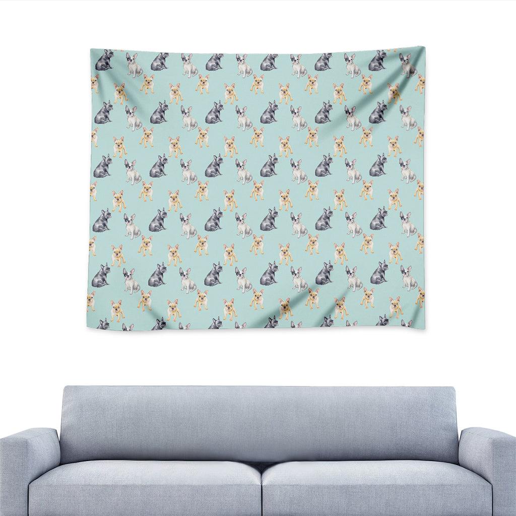 Watercolor French Bulldog Pattern Print Tapestry