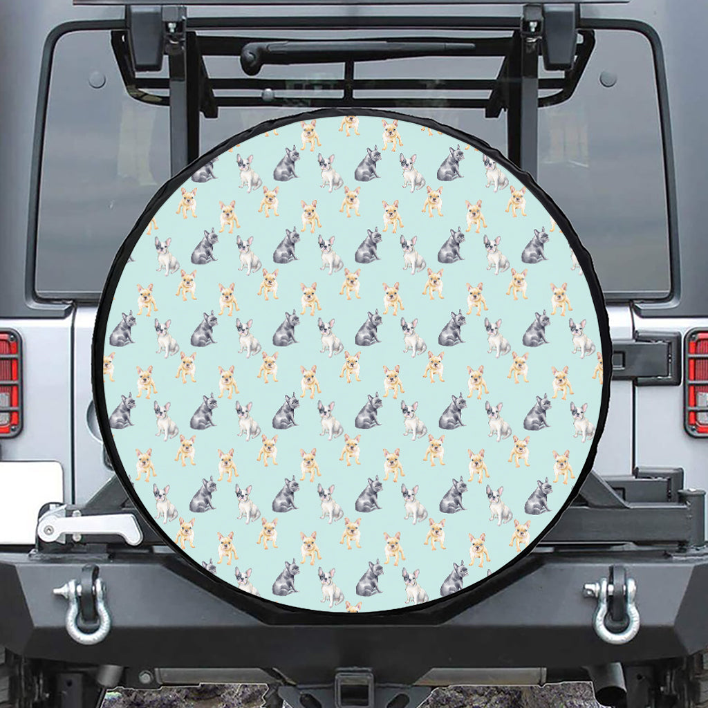 Watercolor French Bulldog Pattern Print Tire Cover