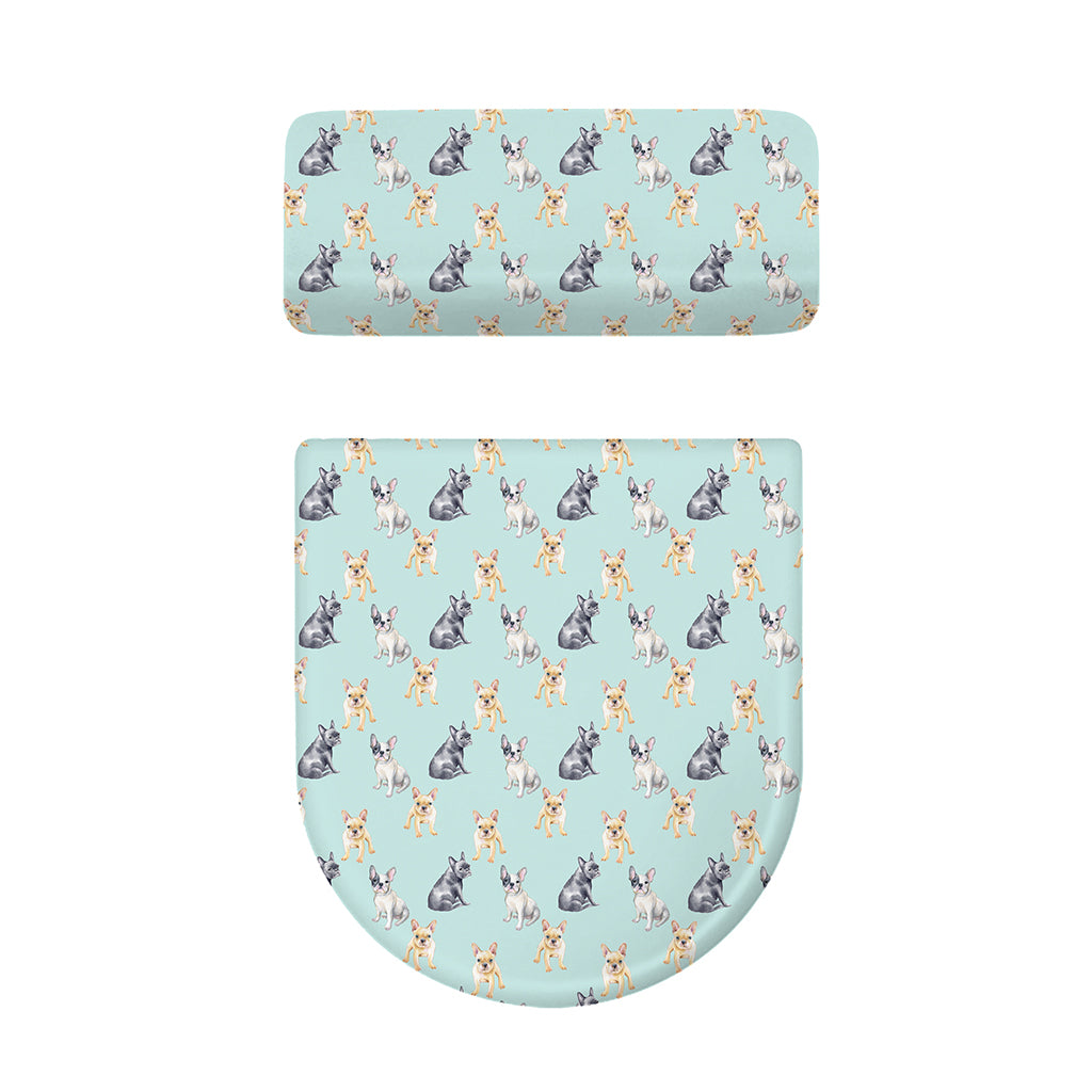 Watercolor French Bulldog Pattern Print Toilet Lid And Tank Cover Set