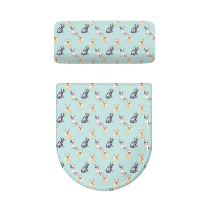 Watercolor French Bulldog Pattern Print Toilet Lid And Tank Cover Set
