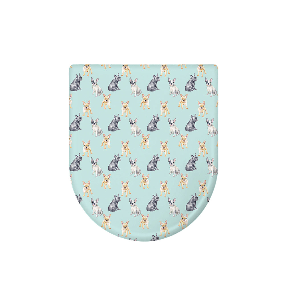 Watercolor French Bulldog Pattern Print Toilet Lid Cover