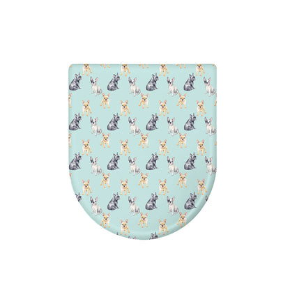 Watercolor French Bulldog Pattern Print Toilet Lid Cover