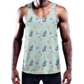 Watercolor French Bulldog Pattern Print Men's Workout Tank Top
