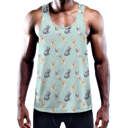 Watercolor French Bulldog Pattern Print Training Tank Top
