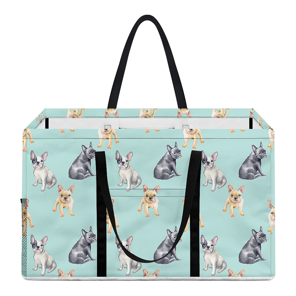 Watercolor French Bulldog Pattern Print Utility Tote Bag