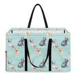 Watercolor French Bulldog Pattern Print Utility Tote Bag