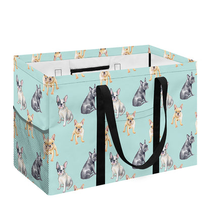 Watercolor French Bulldog Pattern Print Utility Tote Bag