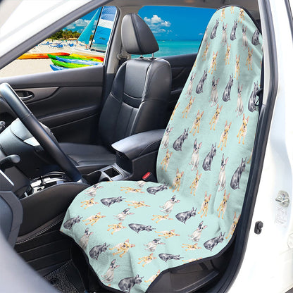 Watercolor French Bulldog Pattern Print Waterproof Car Seat Cover